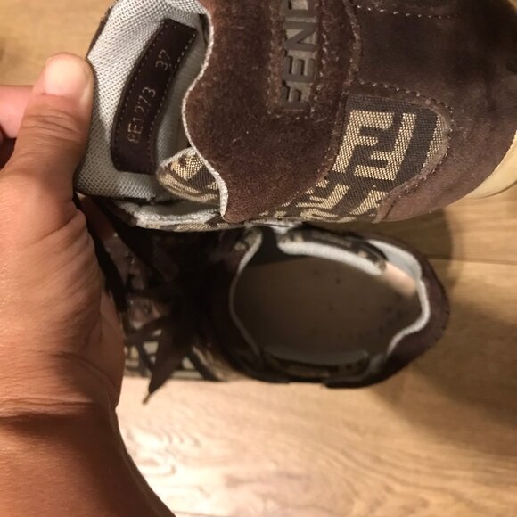 FENDI FF Monogram Suede and Canvas Fashion Sneakers - MADE IN ITALY - Picture 11 of 11